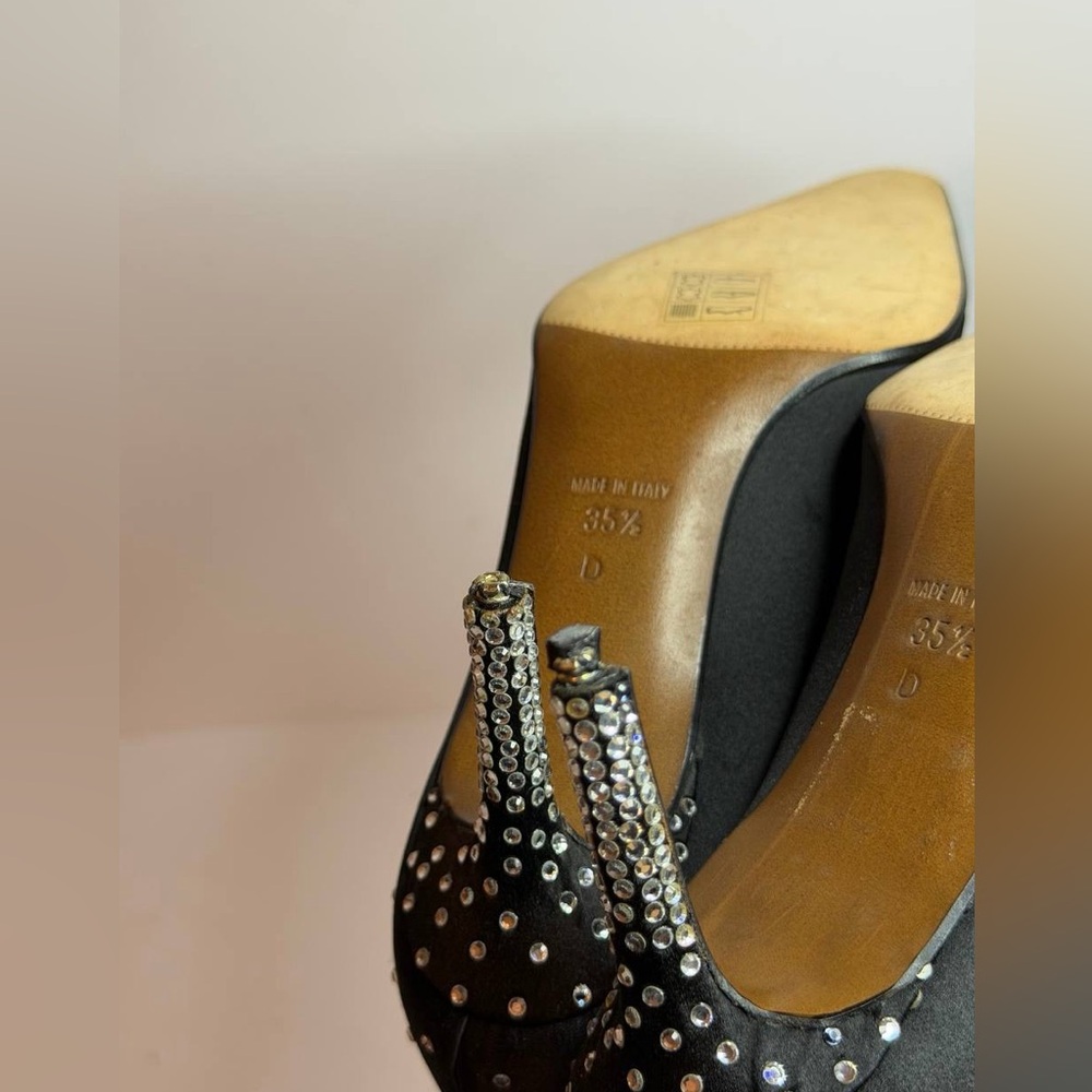 Christian Dior Black Sateen Heels Pumps Size 35.5 - Picture 9 of 10